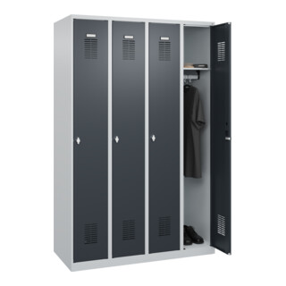 C+P Armoire à casiers Basis PLUS, 4 compartiments, 1850x1200x500mm, 7035/7016
