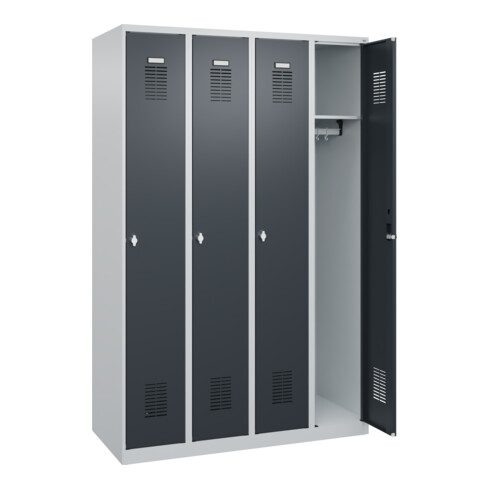 C+P Armoire à casiers Basis PLUS, 4 compartiments, 1850x1200x500mm, 7035/7016