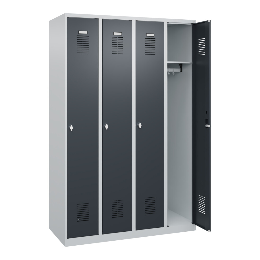 C+P Armoire à casiers Basis PLUS, 4 compartiments, 1850x1200x500mm, 7035/7016