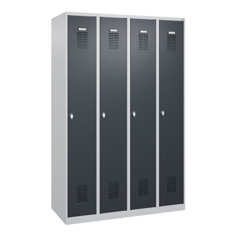 C+P Armoire à casiers Basis PLUS, 4 compartiments, 1850x1200x500mm, 7035/7016