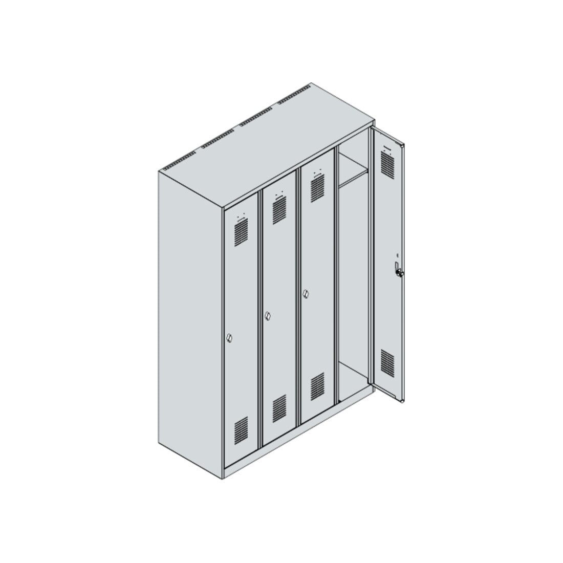 C+P Armoire à casiers Basis PLUS, 4 compartiments, 1850x1200x500mm, 7035/7016