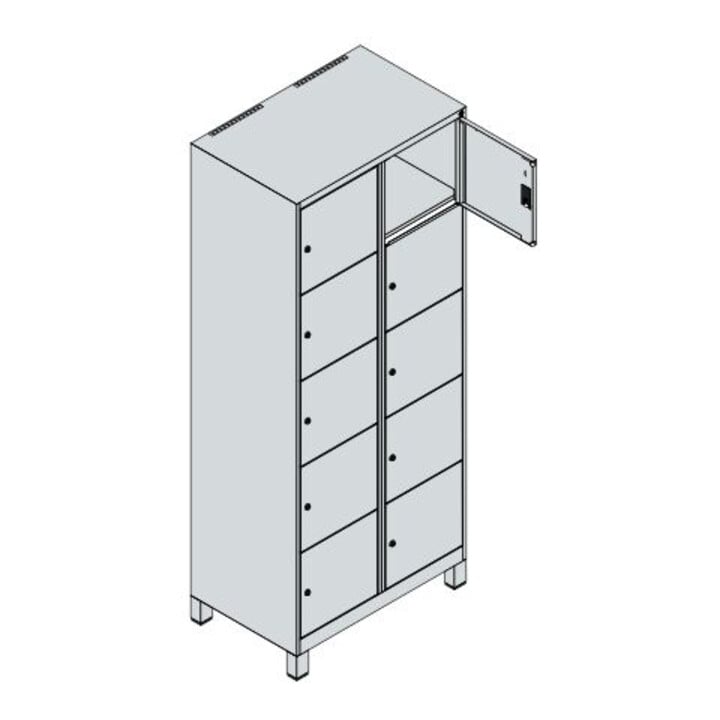 C+P Armoire à casiers Classic PLUS 10 compartiments 1950 x 800 x 500 mm blanc