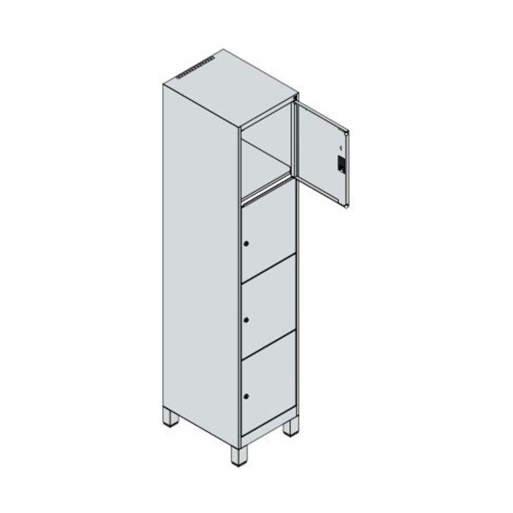 C+P Armoire à casiers Classic PLUS 4 compartiments 1950 × 400 × 500 mm blanc