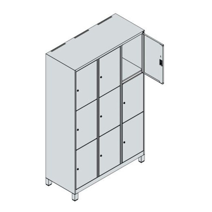 C+P Armoire à casiers Classic PLUS 9 compartiments 1950 × 1200 × 500 mm 7016/7035