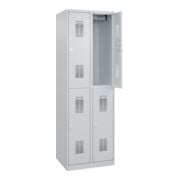 C+P Armoire à casiers double étage Base PLUS, 4 compartiments, 1850x600x500mm, 7035/7035-2
