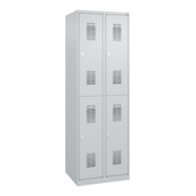 C+P Armoire à casiers double étage Base PLUS, 4 compartiments, 1850x600x500mm, 7035/7035-4