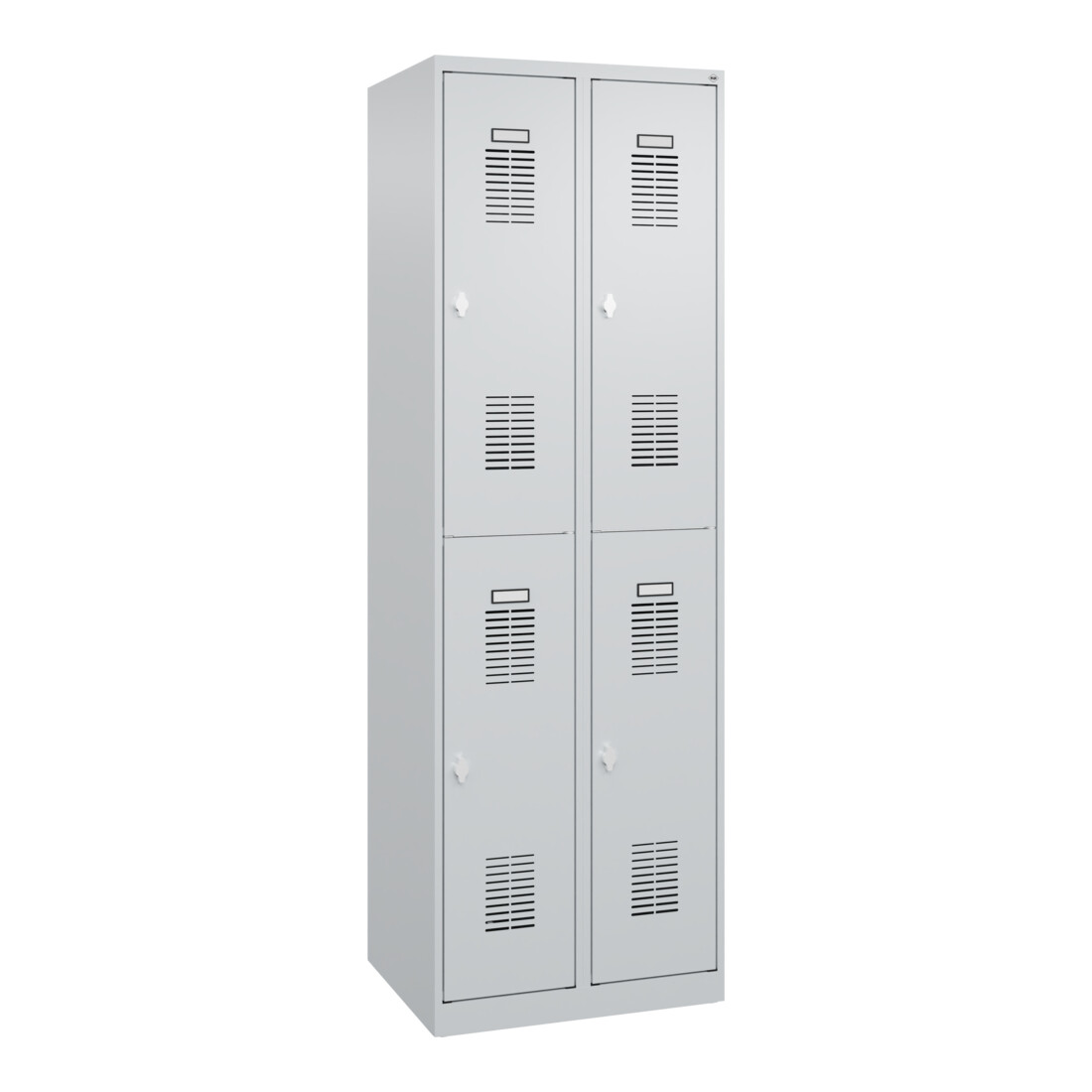C+P Armoire à casiers double étage Base PLUS, 4 compartiments, 1850x600x500mm, 7035/7035