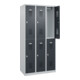 C+P Armoire à casiers double étage Base PLUS, 6 compartiments, 1850x900x500mm, 7035/7016-2