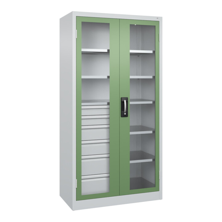 C+P Armoire à charges lourdes Acurado Pro 1950 x 1000 x 500 mm gris/vert