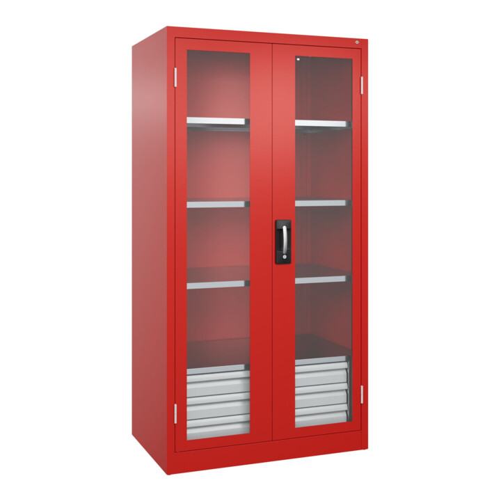 C+P Armoire à charges lourdes Acurado Pro 1950 x 1000 x 600 mm rouge