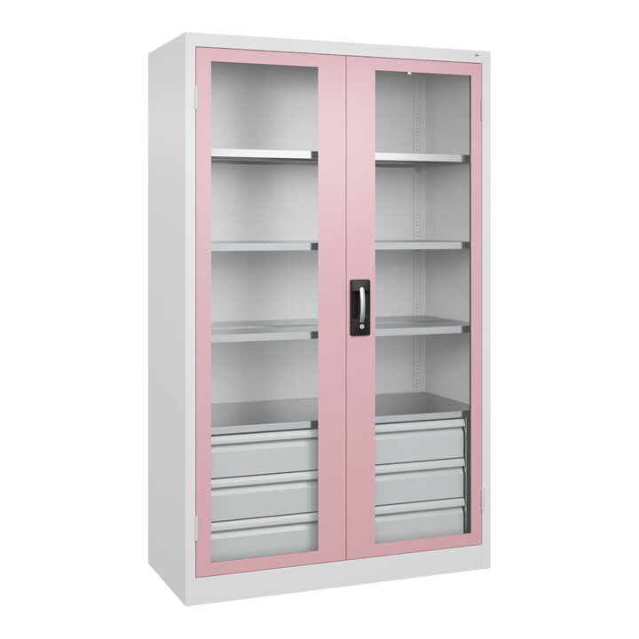 C+P Armoire à charges lourdes Acurado Pro 1950 × 1200 × 500 mm blanc/rose