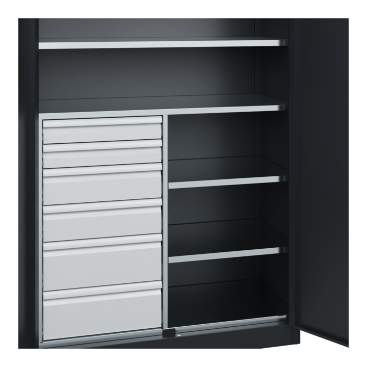 C+P Armoire à charges lourdes Acurado Pro 1950 x 1200 x 500 mm noir-gris