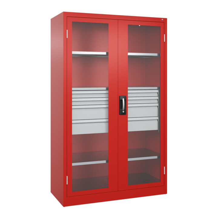 C+P Armoire à charges lourdes Acurado Pro 1950 x 1200 x 500 mm rouge