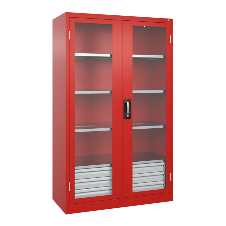 C+P Armoire à charges lourdes Acurado Pro 1950 x 1200 x 500 mm rouge