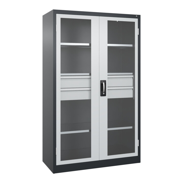 C+P Armoire à charges lourdes Acurado Pro 1950 x 1200 x 600 mm avec tiroirs noir/gris