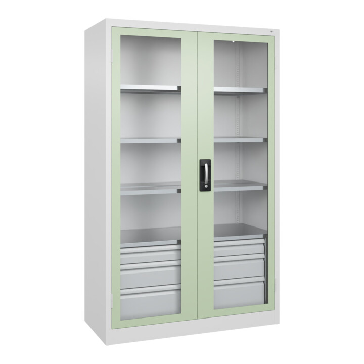 C+P Armoire à charges lourdes Acurado Pro 1950 x 1200 x 600 mm blanc/blanc-vert