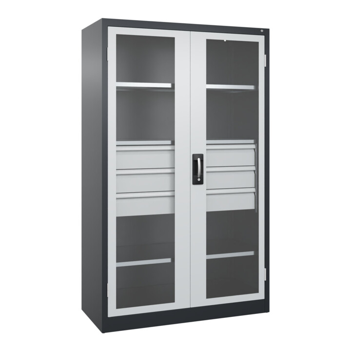 C+P Armoire à charges lourdes Acurado Pro avec tiroirs 1950 x 1200 x 600 mm 7021/7035