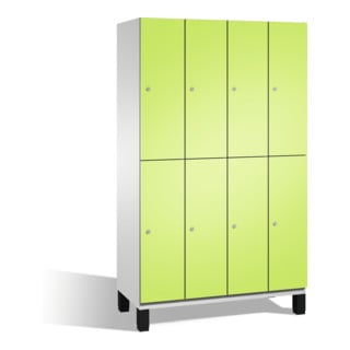 C+P armoire à deux niveaux Cambio sur pieds, 8 compartiments, H1980xL1200xP525mm avant viridian vert corps gris clair