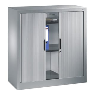 C+P File sideboard Omnispace avec volet roulant et étagères en aluminium blanc 420 mm