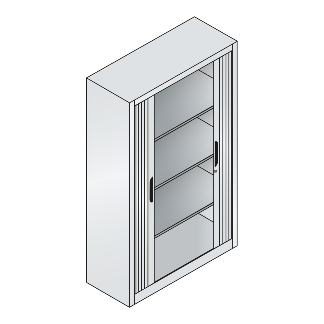 C+P Armoire à dossiers Omnispace avec volet roulant, 4 hauteurs de dossiers, H1660xL1000xP420mm noir-gris