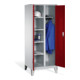 C+P Armoire à linge Classic sur pieds, 2 compartiments, H1850xL810xP500mm Avant Rouge rubis corps Gris clair-1