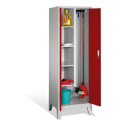 Armoire à produits nettoyants C+P Classic on feet 2 compartiments avant rouge rubis corps gris clair-1