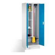 C+P Armoire à produits nettoyants Classic sur socle 2 compartiments avant bleu clair carrosserie gris clair carrosserie gris clair-1