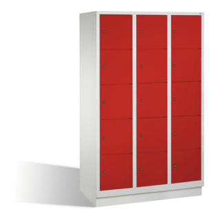 Armoire C+P Classic sur socle 15 compartiments Façade Rouge rubis Corps Gris clair