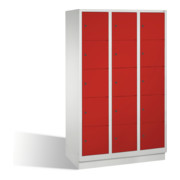 Armoire C+P Classic sur socle 15 compartiments Façade Rouge rubis Corps Gris clair