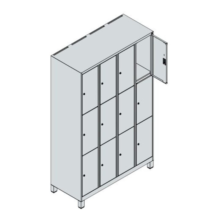 C+P Armoire casier Classic PLUS 12 compartiments 1950 × 1200 × 500 mm blanc