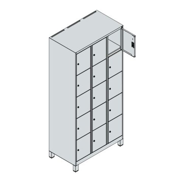 C+P Armoire casier Classic PLUS 15 compartiments 1950 x 900 x 500 mm 9016/9016
