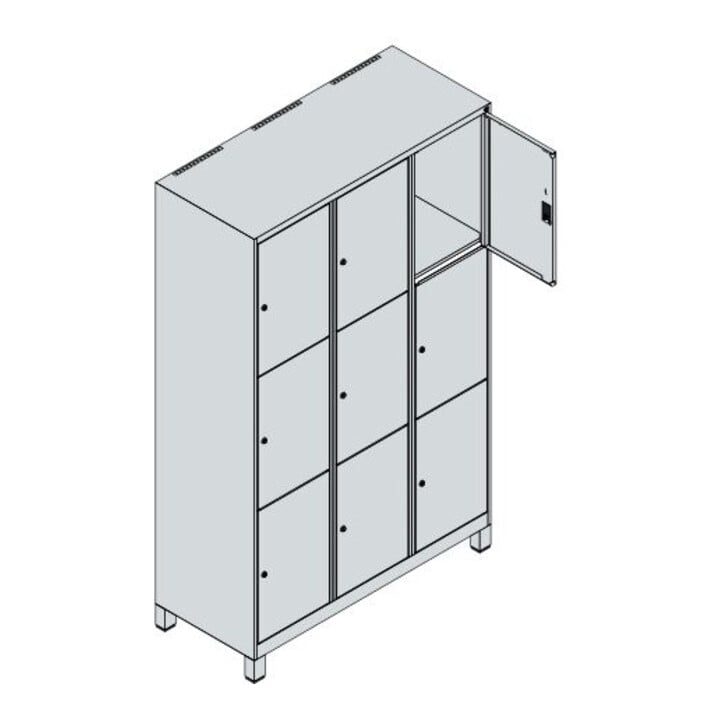 C+P Armoire casier Classic PLUS 9 compartiments 1950 × 1200 × 500 mm 7016/7016