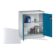 C+P Armoire d'appoint écologique avec portes battantes, 2 tablettes, H1020xL930xP500mm Façade bleu clair Corps gris clair-1
