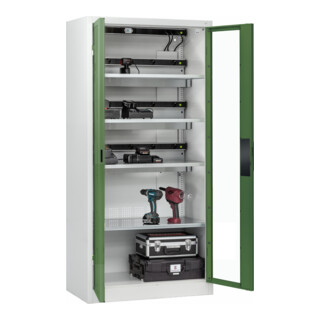 C+P Armoire de charge batterie avec ventilation Acurado, 1950x930x500mm, 7035/6011