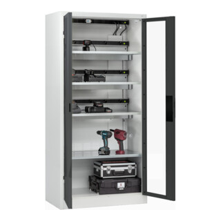 C+P Armoire de charge batterie avec ventilation Acurado, 1950x930x500mm, 7035/7016