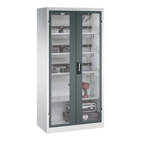 C+P Armoire de charge batterie avec ventilation Acurado, 1950x930x500mm, 7035/7016