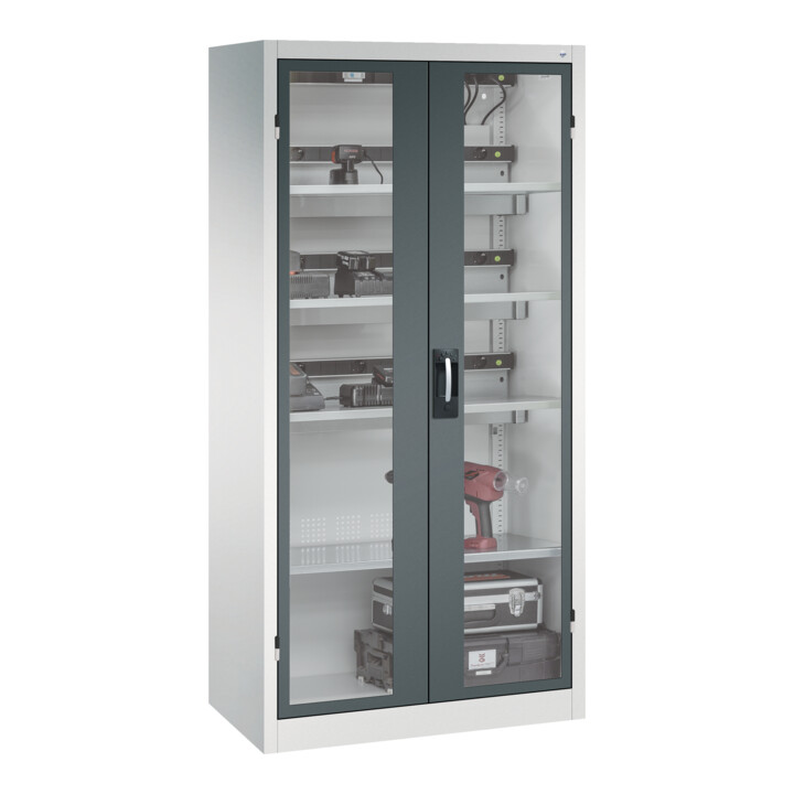 C+P Armoire de charge batterie avec ventilation Acurado, 1950x930x500mm, 7035/7016