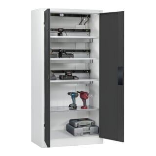 C+P Armoire de charge batterie avec ventilation Acurado, 1950x930x500mm, 7035/7016