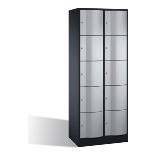 C+P Armoire de rangement Resisto, 10 compartiments, H1950xL770xP540mm Avant Corps en aluminium blanc Corps en aluminium noir gris noir