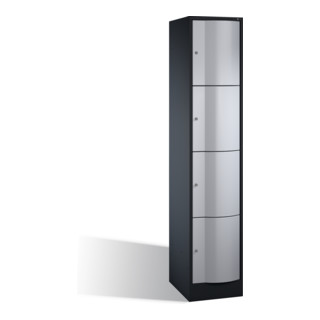 C+P Armoire de rangement Resisto, 4 compartiments, H1950xL396xP540mm Avant Corps en aluminium blanc Corps en aluminium noir gris noir