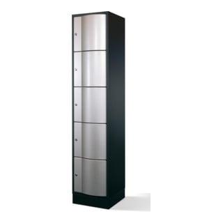 C+P Armoire de rangement Resisto, 5 compartiments, H1950xL396xP540mm Avant Corps en aluminium blanc Corps en aluminium noir gris noir