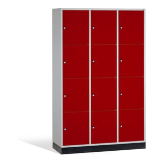 C+P Armoire d'intro C+P, 12 compartiments, H1950xL1220xP500mm Façade rouge rubis Corps gris clair