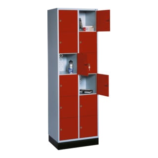 C+P Armoire d'intro C+P, 12 compartiments, H1950xL620xP500mm Façade rouge rubis Corps gris clair