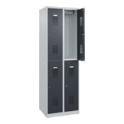 C+P Armoire double étage Basis PLUS, 4 casiers, 1850x600x500mm, 7035/7016