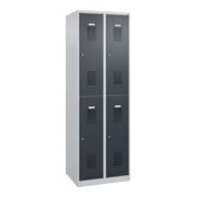 C+P Armoire double étage Basis PLUS, 4 casiers, 1850x600x500mm, 7035/7016-2