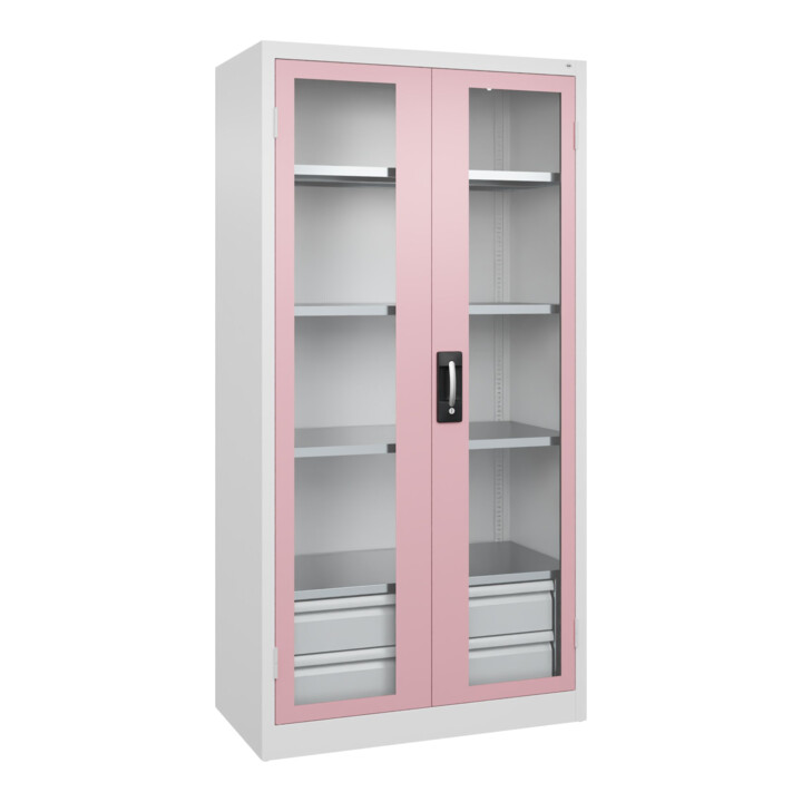 C+P Armoire lourde Acurado Pro 1950 x 1000 x 500 mm blanc/rose