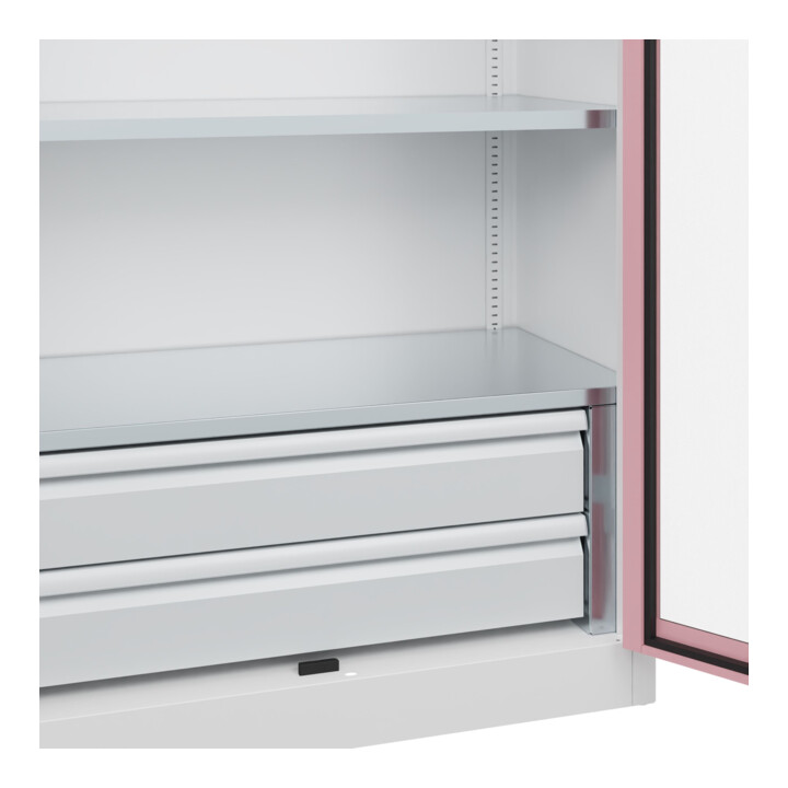 C+P Armoire lourde Acurado Pro 1950 x 1000 x 500 mm blanc/rose