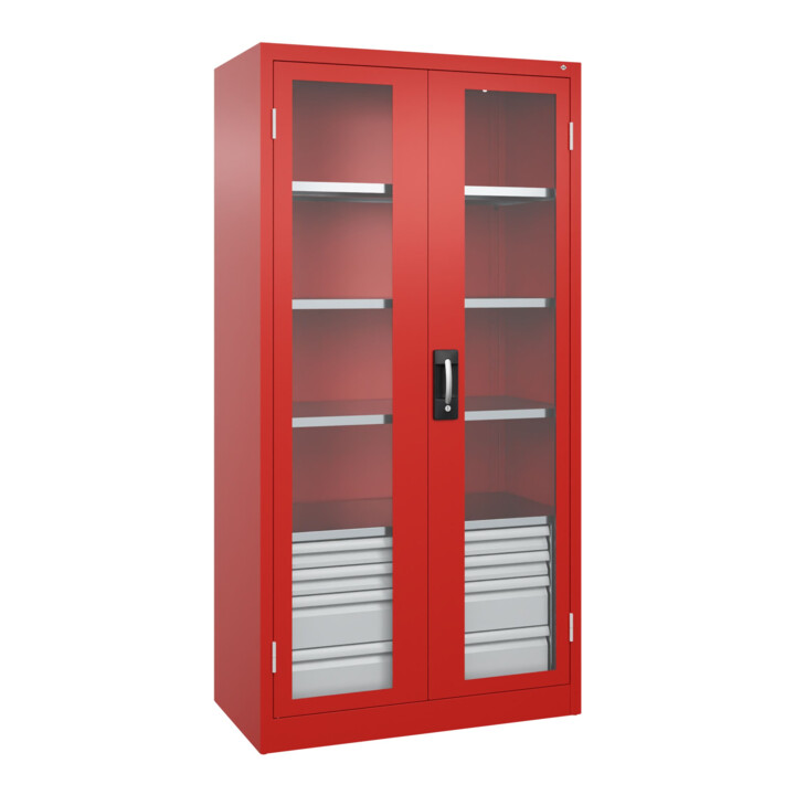 C+P Armoire lourde Acurado Pro 1950 x 1000 x 500 mm rouge