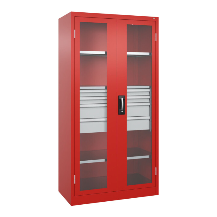 C+P Armoire lourde Acurado Pro 1950 x 1000 x 500 mm rouge