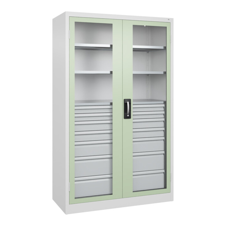 C+P Armoire lourde Acurado Pro 1950 × 1200 × 500 mm blanc/vert